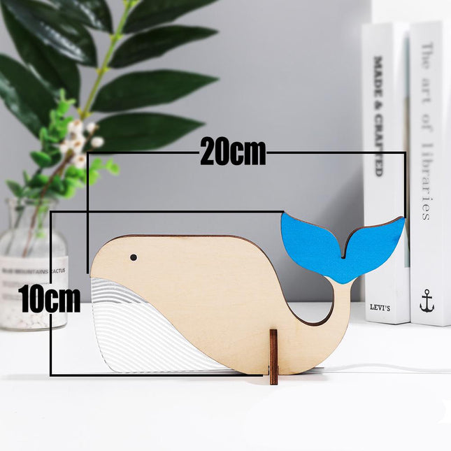 Drewniana lampka nocna LED w kształcie wieloryba