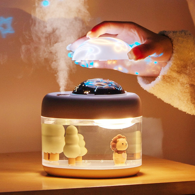 Mini projektor gwiazd LED lampka nocna lew