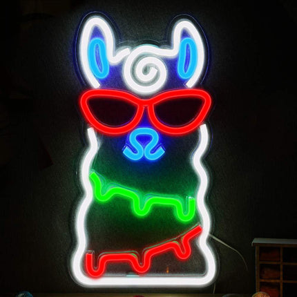 Kolorowy neon LED w kształcie alpaki