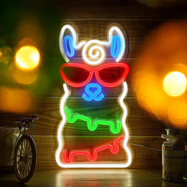 Kolorowy neon LED w kształcie alpaki