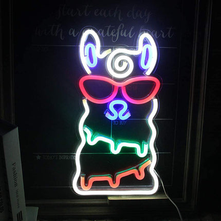 Kolorowy neon LED w kształcie alpaki