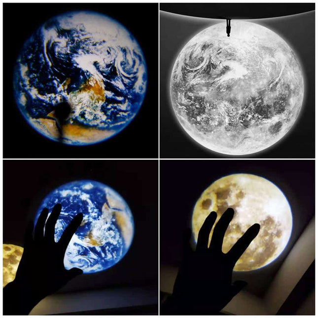 Obrotowy projektor LED 360° księżyc i ziemia