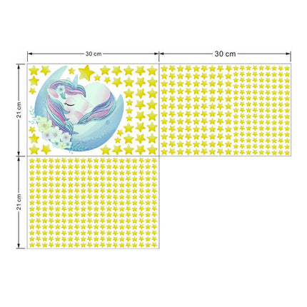 Świecące naklejki na ścianę jednorożec i gwiazdki