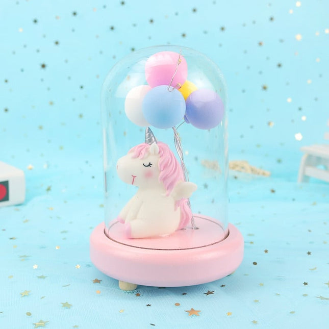 Lampka nocna dla dzieci jednorożec w szkle