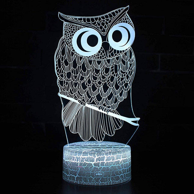 Lampka nocna 3D sowa 7 kolorów