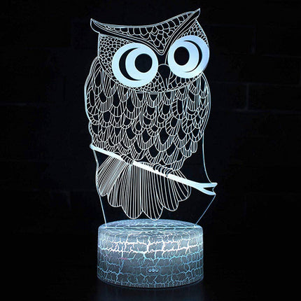 Lampka nocna 3D sowa 7 kolorów