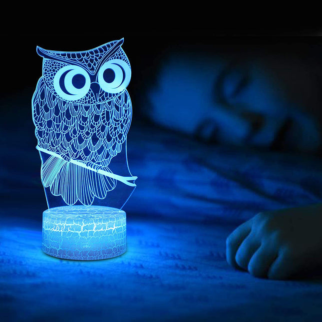 Lampka nocna 3D sowa 7 kolorów