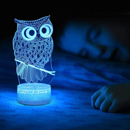Lampka nocna 3D sowa 7 kolorów