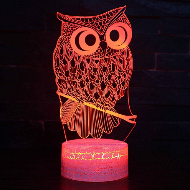 Lampka nocna 3D sowa 7 kolorów