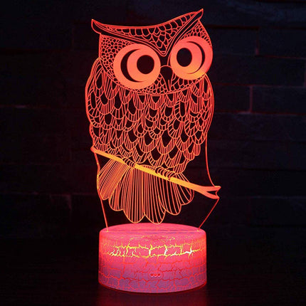 Lampka nocna 3D sowa 7 kolorów