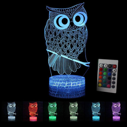 Lampka nocna 3D sowa 7 kolorów