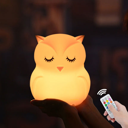 Silikonowa lampka nocna sowa 9 kolorów