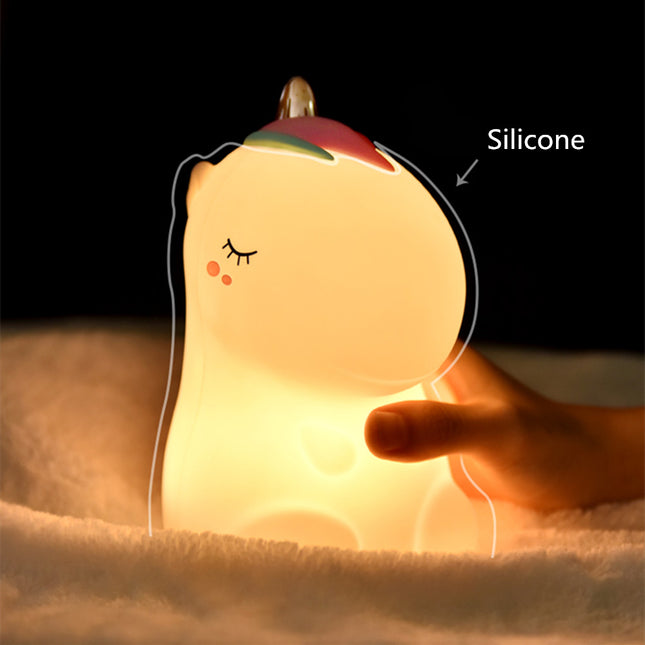 Kolorowa silikonowa lampka jednorożec ładowana USB