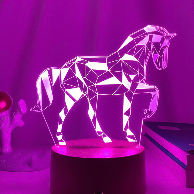 Lampka nocna 3D LED iluzja Koń