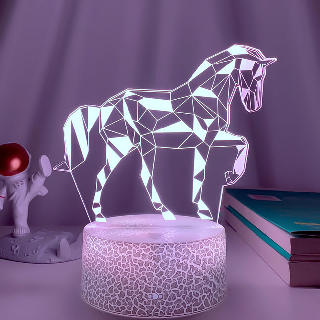 Lampka nocna 3D LED iluzja Koń