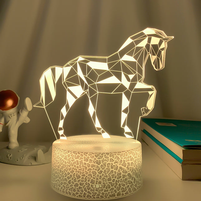 Lampka nocna 3D LED iluzja Koń
