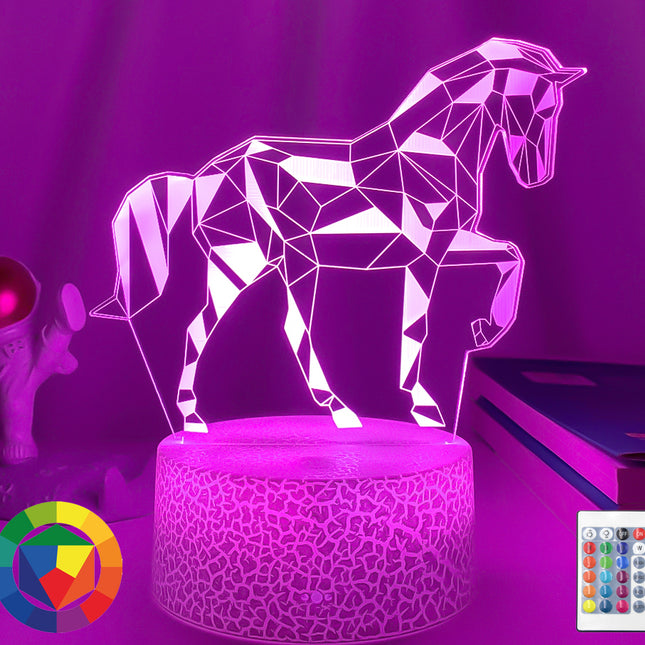 Lampka nocna 3D LED iluzja Koń