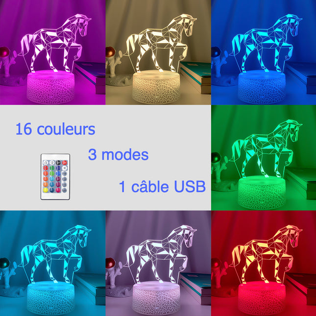 Lampka nocna 3D LED iluzja Koń