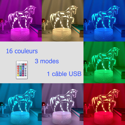 Lampka nocna 3D LED iluzja Koń
