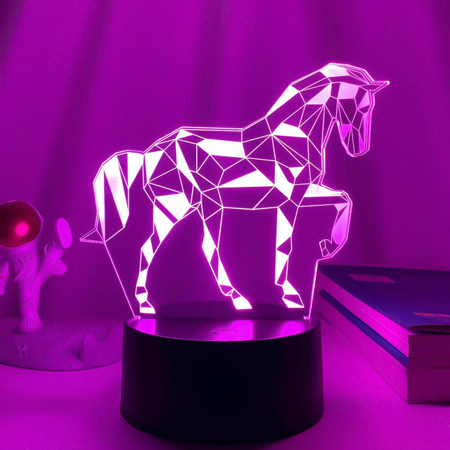 Lampka nocna 3D LED iluzja Koń