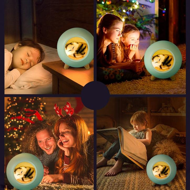 Ładowana lampka nocna ze śpiącym kotkiem