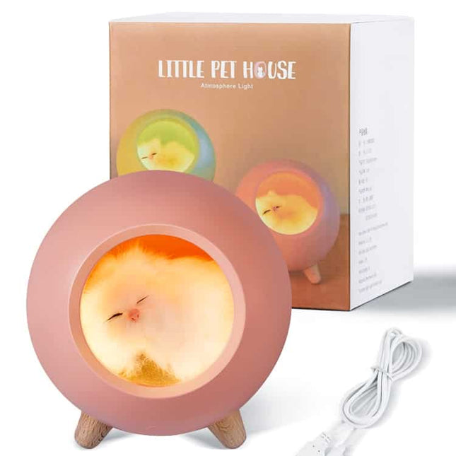 Ładowana lampka nocna ze śpiącym kotkiem