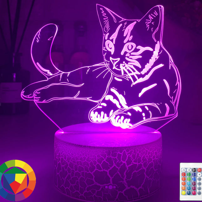 Akrylowa lampka nocna 3D kotek