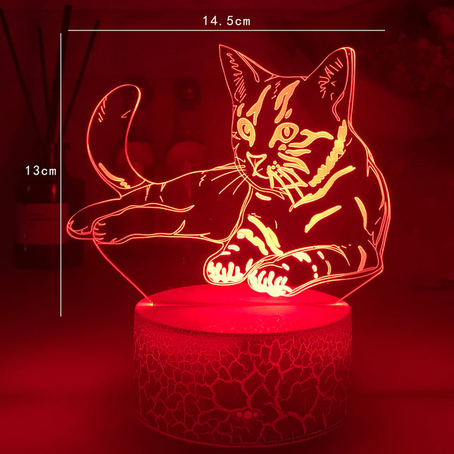 Akrylowa lampka nocna 3D kotek