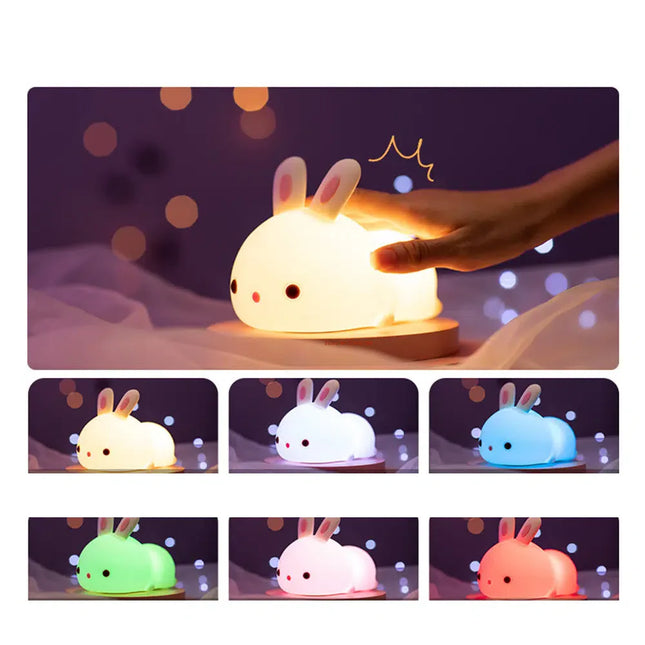 Silikonowa lampka królik z pilotem dotykowa