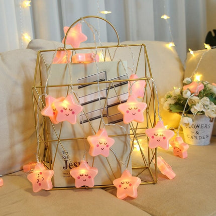 Różowa girlanda świetlna LED w gwiazdki