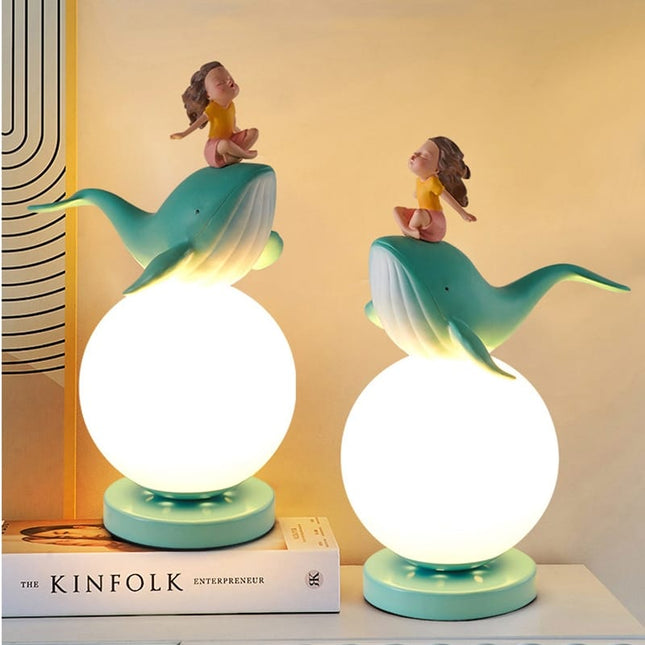 Bajkowa lampka nocna niebieski wieloryb