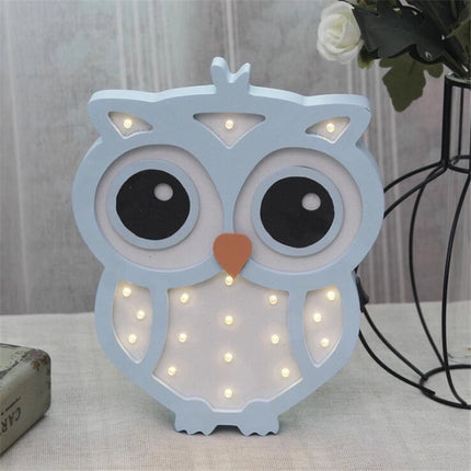 Drewniana lampka nocna LED dla dzieci sowa