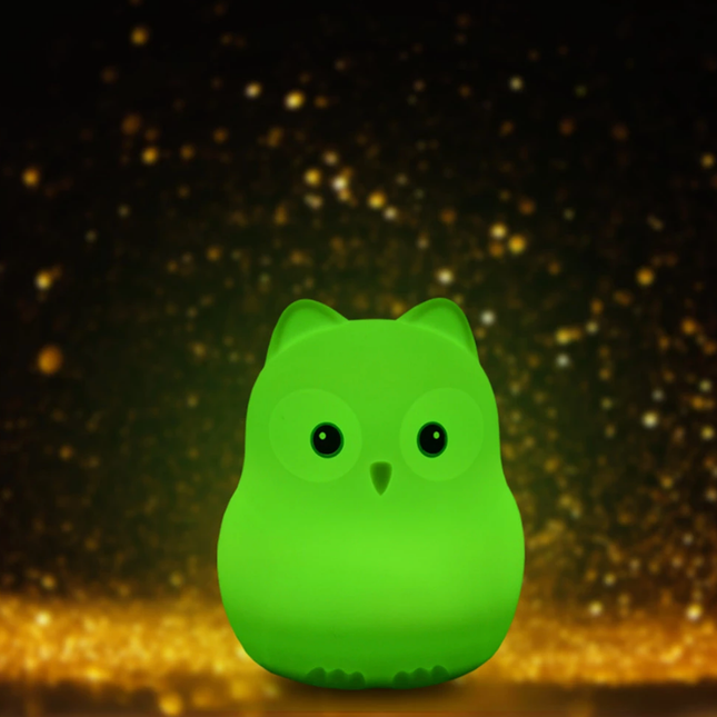Miękka silikonowa lampka nocna sowa z pilotem