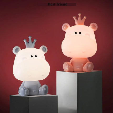 Dotykowa lampka nocna dla dzieci hipopotam