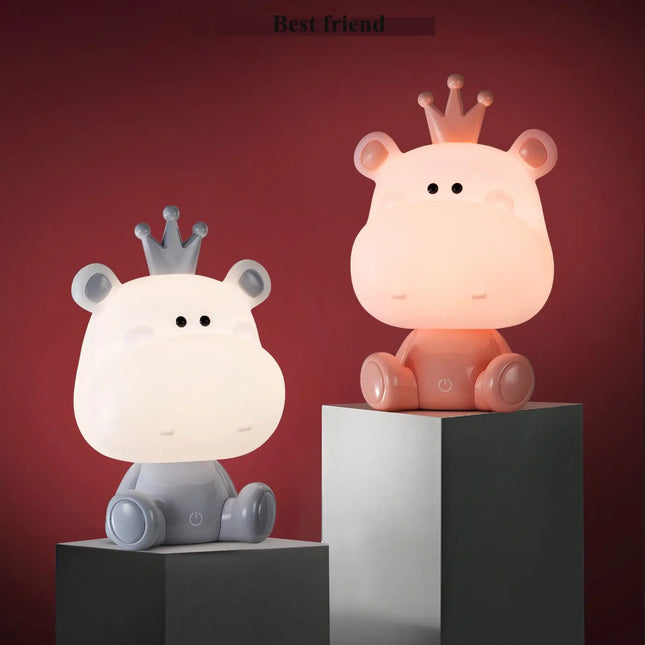 Dotykowa lampka nocna dla dzieci hipopotam