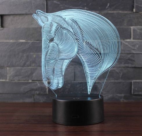Lampa dekoracyjna 3D LED w kształcie konia