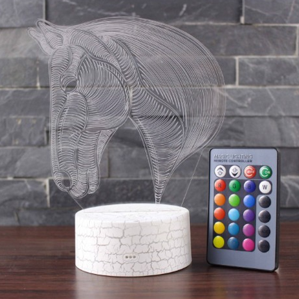 Lampa dekoracyjna 3D LED w kształcie konia
