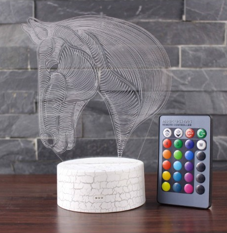 Lampa dekoracyjna 3D LED w kształcie konia