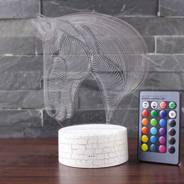 Lampa dekoracyjna 3D LED w kształcie konia