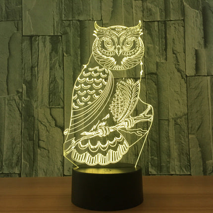 Lampka nocna LED 3D iluzja sowa