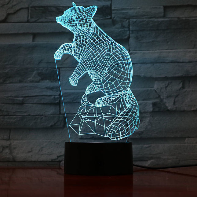Lampka nocna 3D iluzja optyczna Lis