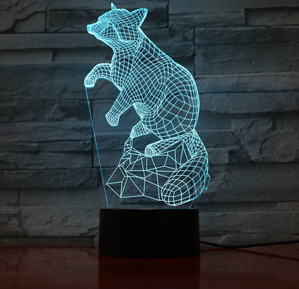 Lampka nocna 3D iluzja optyczna Lis