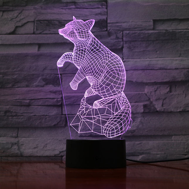 Lampka nocna 3D iluzja optyczna Lis