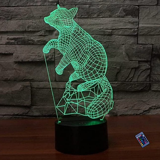 Lampka nocna 3D iluzja optyczna Lis