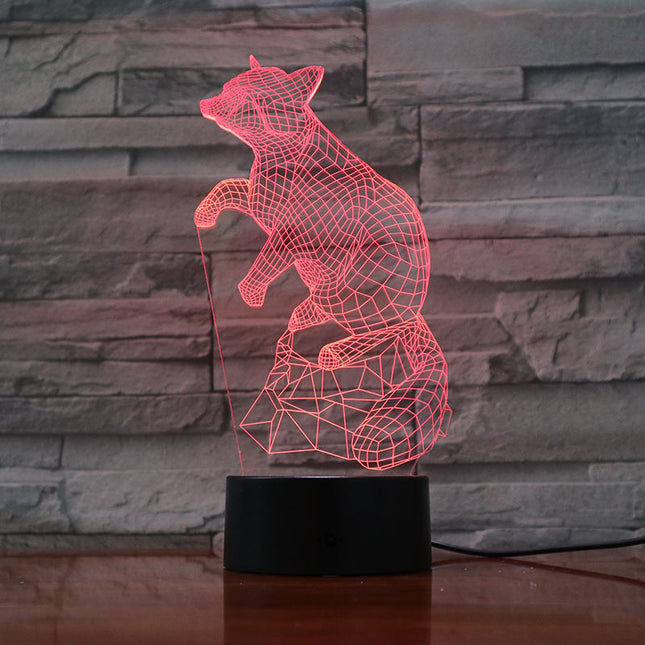 Lampka nocna 3D iluzja optyczna Lis