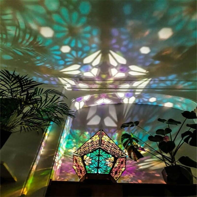 Drewniana lampa diamentowa LED styl boho