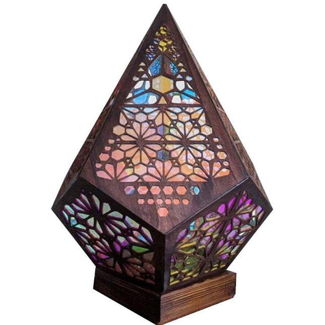 Drewniana lampa diamentowa LED styl boho