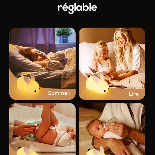 Dotykowa silikonowa lampka nocna królik