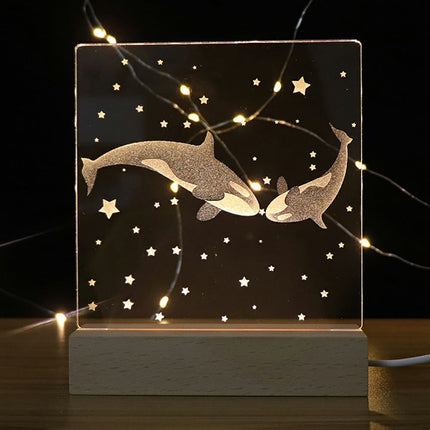 Akrylowa lampka LED 3D para wielorybów