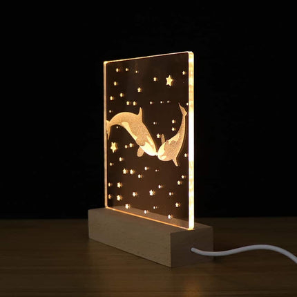 Akrylowa lampka LED 3D para wielorybów